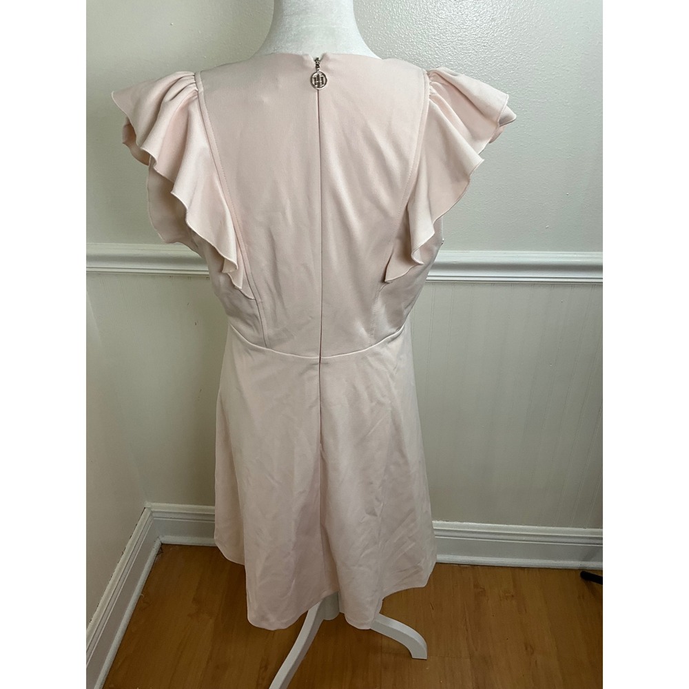 Tommy Hilfiger Pink Ruffle Sleeve V Neck‎ Dress Women Size 10 - Picture 5 of 10